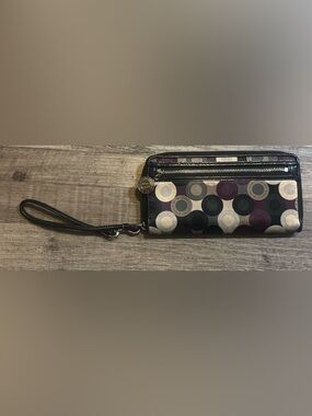 COACH Purple, Black & Gray Signature Circle Wristlet vintage VTG